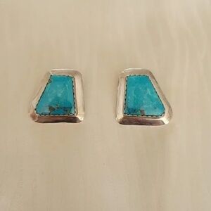 New Mexico Turquoise Earrings In Sterling Silver